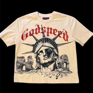 Godspeed R.O.M.E. Bone Graphic Tee Cream Red Size L NWT Limited